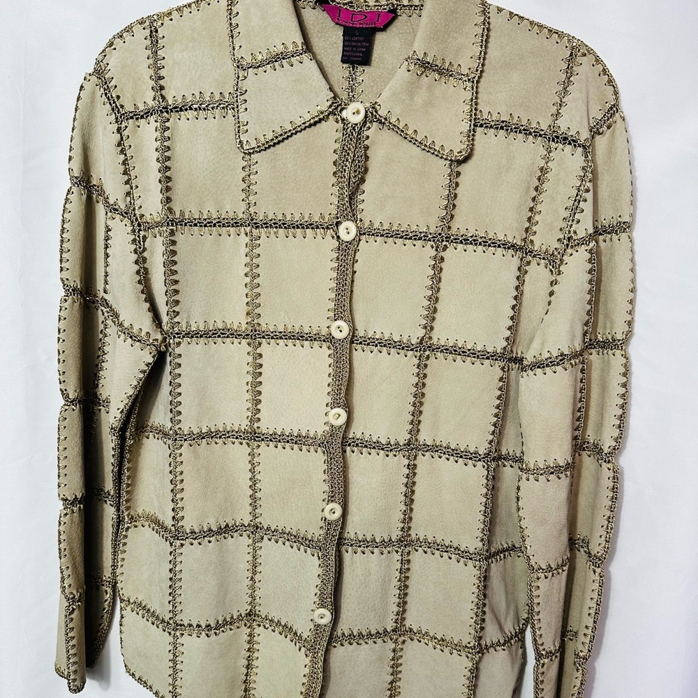 IC COLLECTION Women’s Suede/Leather Patchwork Jacket Shacket Shirt Boho Western